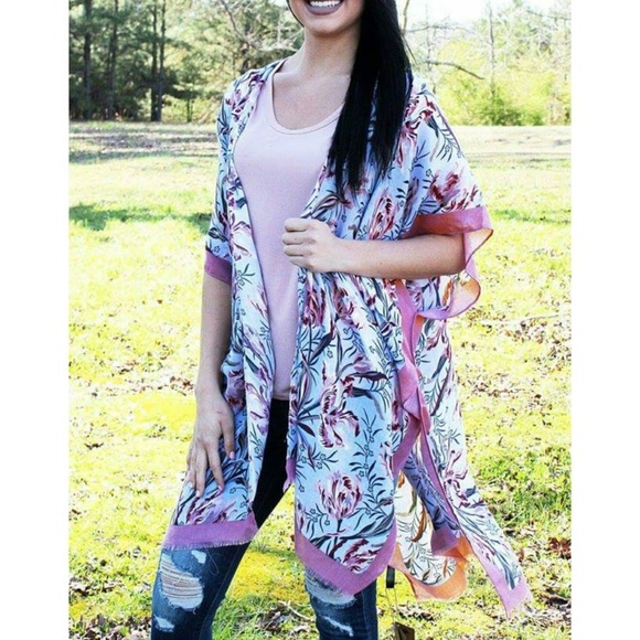 Tops - Spring Rose Kimono Cover Up